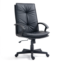 Chaise de bureau exécutive moderne et minimaliste en cuir PU, ergonomique, réglable en hauteur, pivotante, avec dossier haut doublement rembourré, pour la maison