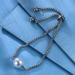 Pearl <b>Bracelet</b> Stainless Steel Adjustable White Pearl Women's Jewelry Everyday Wear Rose Gold Silver Gold Chain <b>Bracelet</b> - Product Image 4