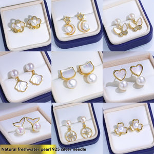 Natural Freshwater Pearl Stud Earrings S925 Sterling Silver Needle Micro-set Light Luxury Delicate Earrings Pearl Jewelry - Product Image 2