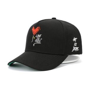 The Best New Style Cute 5 Panel Adult Size Structured Black 100 % Cotton Embroidery Custom Green Underbrim Baseball <b>Hat</b> - Product Image 1