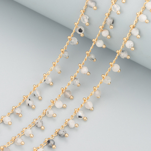 C82 1м/лот, фурнитура для ювелирных изделий, соответствует стандарту REACH, без никеля, с покрытием из 18-каратного золота, с натуральным камнем, для изготовления ожерелий и браслетов, в пакете - Product Image 3