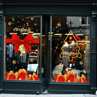 Pegatinas Navideñas Personalizadas con Logotipo para Ventanas, Adhesivos Decorativos Electrostáticos de PVC para Pared, Decoración Festiva para Ventanas, Regalo para Tiendas