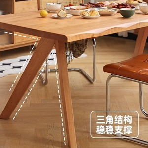 Solid Wood Slab <b>Dining</b> <b>Table</b> Rectangle Japanese Cherry Wood Stable Design For Home <b>Dining</b> Room - Product Image 4