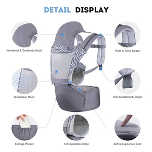 Porte-Bébé en Coton Toutes Saisons avec Siège de Hanche Ceinture de Sécurité Style Tendance <span class=keywords><strong>pour</strong></span> Explorer le Monde et les Câlins - Product Image 2