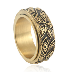 Stainless Steel Eye <b>Ring</b> Men's Punk Style Geometric Pattern Rotating Band Jewelry Gift 24031 - Product Image 2