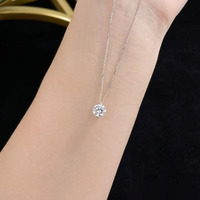 Collana con Pendente in Platino Pt950 con Diamante Coltivato in Laboratorio, Gioiello Minimalista per Donne