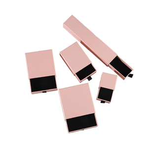 กล่องใส่เครื่องประดับแบบลิ้นชักสีชมพูแฟชั่นพร้อมโลโก้สั่งทำ กล่องกระดาษรีไซเคิลขายดี กล่องเก็บสร้อยคอขนาดสั่งทำได้ - Product Image 1