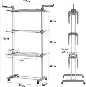 Soporte portátil de acero inoxidable de 3 capas, tendedero de secado de ropa, organización de almacenamiento en el hogar, accesorios para secadora de ropa - Product Image 4
