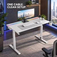 Bureau de jeu électrique réglable en hauteur à double moteur AOR 140 cm, bureau assis-debout RGB, bureau d'ordinateur de bureau, vente en gros d'usine