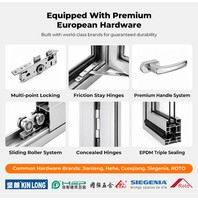 Ventana Abatible de Aluminio con Rotura de Puente Térmico, Antirrobo, con Cerradura Multipunto, Vidrio Templado, Ventana de Seguridad, Fábrica OEM