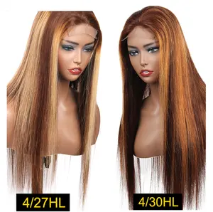 Peruca cabelo humano, 1b 4 27 ombre altamente colorida remy cutícula alinhada frontal de renda, u cor castanho atacado multi cor peruca