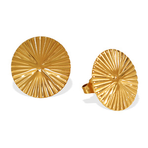 Boucles d'oreilles clous en or, motif éventail sculpté, bijoux minimalistes, boucles d'oreilles tendance - Product Image 5