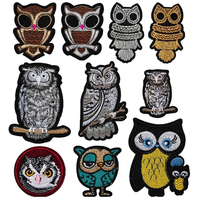 Patchs brodés personnalisés Hibou, fil métallique, thermocollants, badges animaux, appliques brodées auto-agrippantes pour vêtements DIY