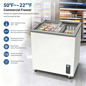 Congelador Comercial Tipo Arcón con Inversor de 5.1 Cu.Ft, Puerta Corredera de Vidrio Low-E, Control Digital de Temperatura, Ruedas y Cerradura, Ideal para Exhibición de Helados - Product Image 4