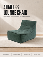 Canapé paresseux moderne en tissu chenille avec rembourrage en éponge compressée pour salon, chambre et appartement