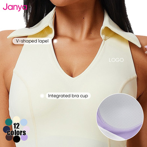 T-shirt de sport à séchage rapide Janya, dos nageur, sans manches, col en V, haut de tennis, haut de golf, débardeur de <span class=keywords><strong>yoga</strong></span> avec bonnet intégré pour femmes - Product Image 4