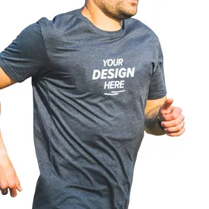 Custom Mens Crew Neck Athletic Fit Short Sleeve Running T shirts Tri-blend Fitted Tee For Runners