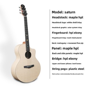 Chitarra Acustica Natasha Solar System Mercury Saturn Black Hole HPL Completamente in Legno Massello 36 Pollici 41 Pollici Tastiera in Ebano per Principianti - Product Image 1