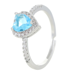 Anelli a Cuore da Donna di Tendenza in Super Offerta Placcati <span class=keywords><strong>Argento</strong></span> <span class=keywords><strong>e</strong></span> <span class=keywords><strong>Oro</strong></span> con Pavé Completo di Zirconi Cubici Multicolore di Alta Qualità in Ottone - Product Image 6