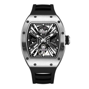 Montre Homme Mechanical <b>Watches</b> Custom Logo Hollow Out Barrel Automatic Skeleton <b>Watch</b> for Men - Product Image 2