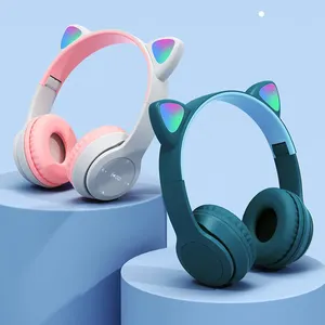kids headphones bluetooth earphone headset cat wireless girl ears headphones over the ear pink Noise Cancelling