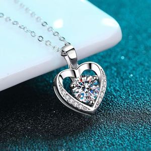 Eternity Sway Heart Pendant Necklace for Women 18k Real Solid White Gold VVS1 D Clarity Lab Grown Diamond Fine Jewelry <b>Chain</b> - Product Image 5