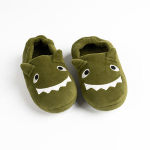 Fabrika satış ucuz fiyat ev ev terliği çocuklar çeşitli renkler sevimli kış kadife dinozor terlik erkek - Product Image 3
