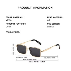 2026 Custom Logo Vintage Men Women Alloy Driving Sun Glasses UV400 Gradient Shades Small Frame Metal Square <b>Sunglasses</b> Men - Product Image 5