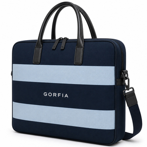 Wholesale Custom men Business Briefcase Laptop <b>Bag</b> Striped Fabric Handbag Large Capacity Office Work Shoulder <b>Bag</b> with PU Handle - Product Image 4