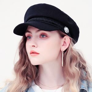 Casquettes de baseball pour femmes, chapeaux d'hiver octogonaux en laine française, casquette de boulanger, casquette noire streetwear pour femmes 2020 - Product Image 2