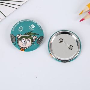 Badge bouton personnalisé avec logo, forme ronde, en métal, avec épingle de sûreté, plaqué or, impression numérique, modèle type - Product Image 3
