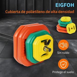 Juego de Barras de Pesas de 30 kg con Revestimiento de PVC Ecológico, Color Hormigón, en Stock en España, para Entrenamiento Físico en Casa o Gimnasio - Product Image 3
