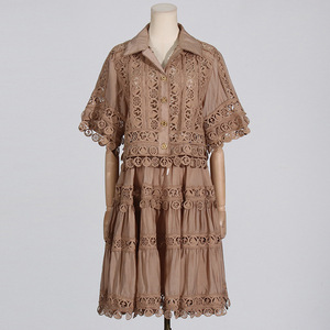 Vacation Style New Lapel Embroidered Lace Shirt Half-body Skirt Women's 2-piece <b>Set</b> Fashion - Product Image 4