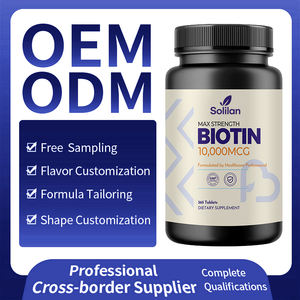 Solilan OEM 10000 Mcg Vitamina <span class=keywords><strong>H</strong></span> 365 Compresse Cheratina Acido Ialuronico Biotina Pura per Crescita di Capelli, Pelle e Unghie per Adulti - Product Image 5