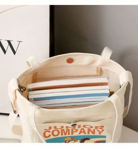 Medium Cotton Tote <b>Bag</b> Custom Logo <b>Large</b> Capacity Reusable <b>Beach</b> Shopping <b>Bag</b> Fast Delivery Folding Style for Daily Travel Use - Product Image 2