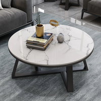 Table basse italienne légère et minimaliste en marbre naturel Table basse moderne pour salon en acier inoxydable