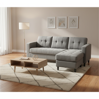 Frank est prêt à expédier : Canapé en forme de L de style lin moderne, idéal pour décorer les salons de petits appartements.