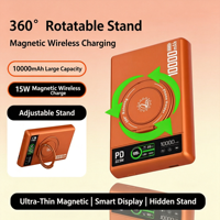 Nouvelle arrivée, batterie externe magnétique sans fil PD22.5W 15W avec écran couleur TFT, béquille circulaire rotative intégrée, portable pour iPhone