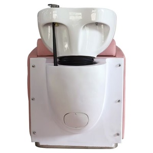 Lujosa Unidad de Lavacabezas para Barbería y Salón de Belleza con Asiento Ajustable, Lavabo de Cerámica Blanco y Negro - Product Image 4