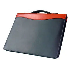 Executive PU Leather A5 Padfolio Custom Logo Leather Folder Zipper Leather Padfolio