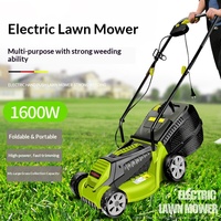 Cortacésped Eléctrico Industrial de 1600W, Tipo Manual, con Caja Recolectora de Césped de 30L, 220V, Desbrozadora y Recortadora de Césped, Certificación CE