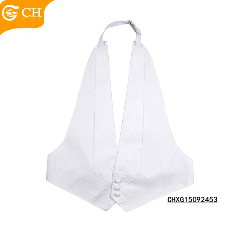 Custom Latest Backless Solid White Waistcoat Wholesale OEM Logo Polyester Men's Vests   Waistcoats