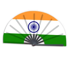 New Product Customized National Cuntry Flag India Folding Bamboo Hand Held Fan