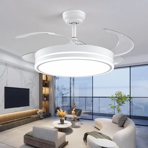 Ventilateur de plafond intelligent invisible avec lumière LED <span class=keywords><strong>et</strong></span> télécommande, moderne, DC, rétractable - Product Image 1