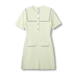 ชุดเดรสแขนสั้นมีกระดุมครึ่งเม็ดสำหรับผู้หญิงชุดเดรส2025แขนสั้นสง่างามสำหรับฤดูใบไม้ผลิ - Product Image 2