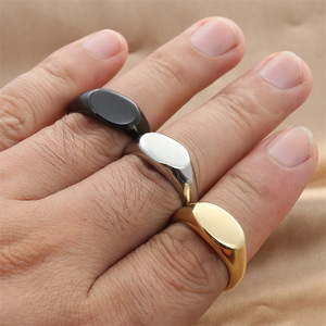 Fashion <b>Rings</b> <b>Titanium</b> Steel Oval <b>Ring</b> Women's Simple Punk Style Gift Jewelry 280628 - Product Image 4
