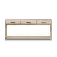 Table console contemporaine en bois massif artisanal de luxe avec rangement durable pour salon