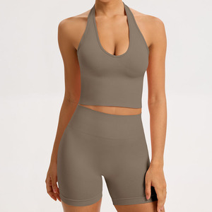 Conjunto de Yoga de 2 Piezas de Alta Calidad, Transpirable, de Secado Rápido, Top Deportivo Antideslizante, Pantalones Cortos de Fitness de Cintura Alta con Efecto Levanta Glúteos - Product Image 5