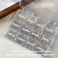 Strass transparents scintillants à dos plat de tailles variées pour décoration d'ongles 3D, accessoires pour nail art
