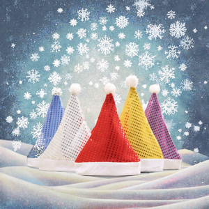 Chapeau de Noël en peluche écologique en velours rouge avec pompon blanc, déguisement de Père Noël, décoration saisonnière pour fête de Noël - Product Image 1